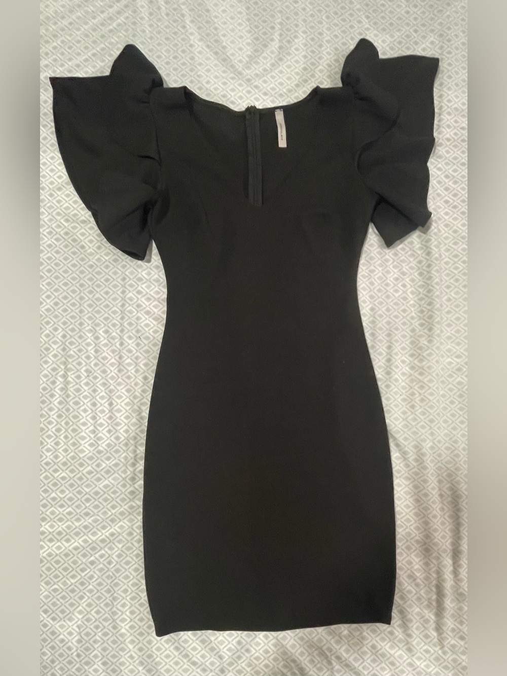 Chocolate Black Ruffle-Sleeve Midi Dress